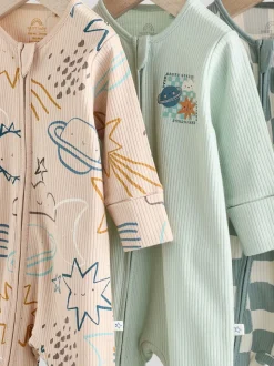 Bleu clair - Lot de 3 dors-bien bébé en coton sans pieds à fermeture éclair bidirectionnelle (0mois-3ans)