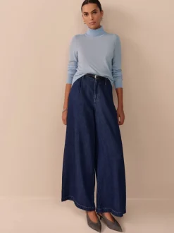 Bleu clair - Pull à col roulé 100% laine mérinos N.premium