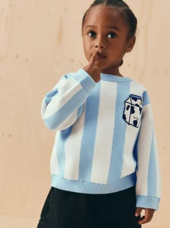 Bleu clair - Pull col rond en maille (3mois-7ans)