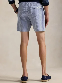 Bleu clair - Short de bain Polo Ralph Lauren Traveler Classic en seersucker à logo