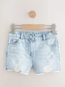 Bleu clair - 100Shorts en coton % Frayed Edge Distressed (3-16yrs)