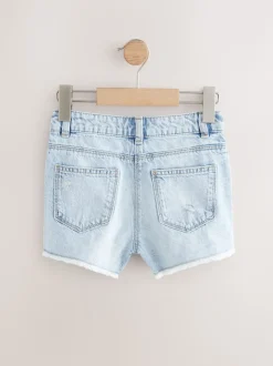 Bleu clair - 100Shorts en coton % Frayed Edge Distressed (3-16yrs)