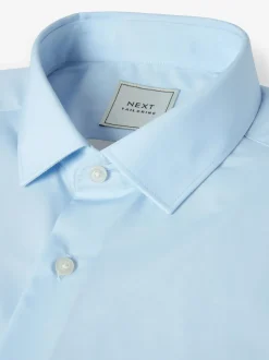 Bleu clair - Skinny Fit (Skinny Fit) - Chemises intelligentes faciles d’entretien à poignets simples