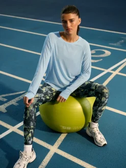 Bleu clair - T-shirt Active à manches longues à col rond