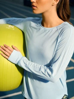 Bleu clair - T-shirt Active à manches longues à col rond