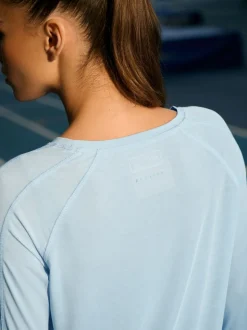 Bleu clair - T-shirt Active à manches longues à col rond