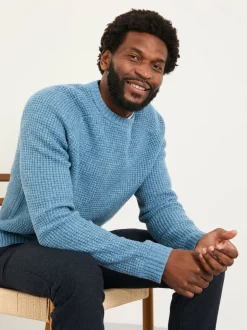 Bleu clair style vintage - Pull FatFace en maille à Col rond