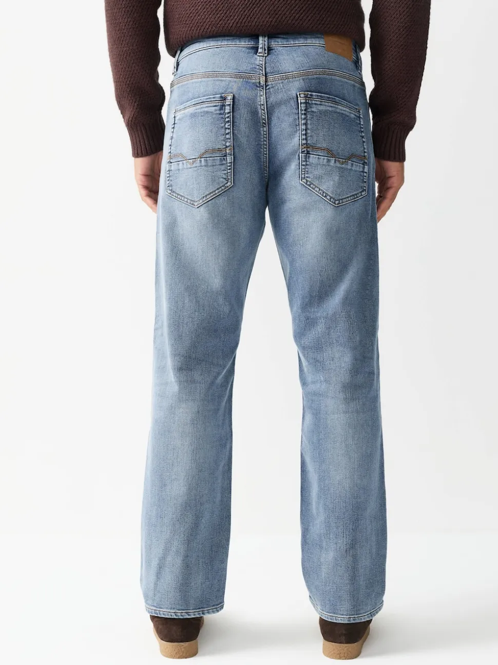 Bleu clair vintage - Ajustement droit - Jeans stretch de confort