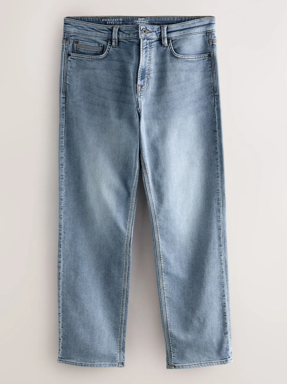 Bleu clair vintage - Ajustement droit - Jeans stretch de confort