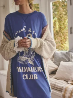 Bleu cobalt - Chemise de nuit graphique