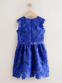 Bleu cobalt - Robe occasion en dentelle (3-16ans)