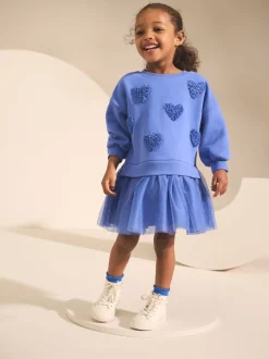 Bleu Cœur - Robe de soirée en sweat (3 mois-7 ans)