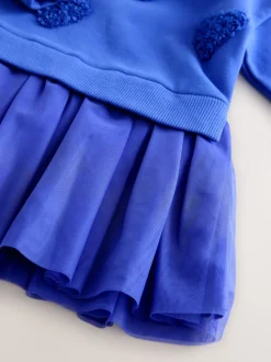 Bleu Cœur - Robe de soirée en sweat (3 mois-7 ans)