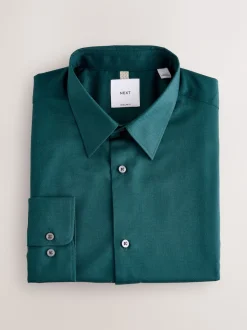 Bleu de sarcelle - Ajustement régulier - Chemise élégante texturée facile d’entretien à poignets simples