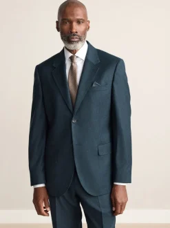 Bleu de sarcelle - Ajustement régulier - Veste de costume en flanelle de laine et cachemire mélangées Signature Zignone