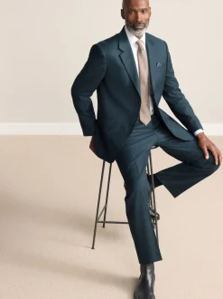 Bleu de sarcelle - Ajustement régulier - Veste de costume en flanelle de laine et cachemire mélangées Signature Zignone