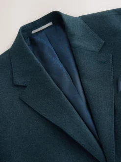 Bleu de sarcelle - Ajustement régulier - Veste de costume en flanelle de laine et cachemire mélangées Signature Zignone