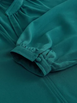 Bleu de sarcelle - Chemisier manches longues à col V