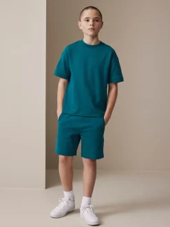 Bleu de sarcelle - Ensemble t-shirt et short épais décontracté (3-16ans)