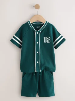 Bleu de sarcelle - Ensemble short universitaire à manches courtes (3mois à7ans)