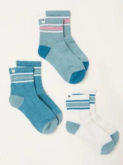 Bleu de sarcelle - FatFace 3 paires de chaussettes de sport