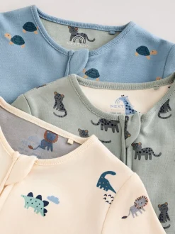 Bleu de sarcelle - Lot de 3 dors-bien zippés imprimés bébé (0mois-3ans)