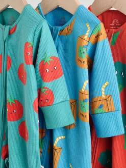 Bleu de sarcelle - Lot de 3 dors-bien bébé à fermeture éclair bidirectionnelle (0mois -3ans)