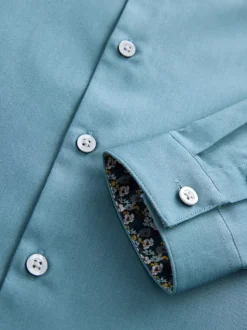 Bleu de sarcelle - Manches longues Chemises à bordures intelligentes (3-16yrs)