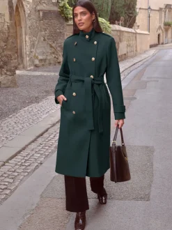 Bleu de sarcelle - Manteau Love & Roses enveloppant à col cheminée