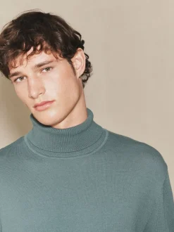 Bleu de sarcelle - Polo EDIT en maille à manches longues et col roulé