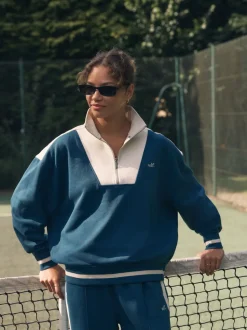 Bleu de sarcelle - Sweat à col zippé