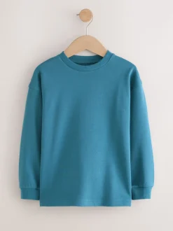 Bleu de sarcelle - T-shirt épais décontracté à manches longues (3-16ans)