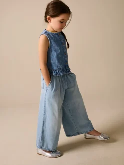 Bleu Denim - Gilet sans manches en Denim avec nœud (3-16ans)