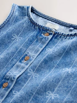 Bleu Denim - Gilet sans manches en Denim avec nœud (3-16ans)