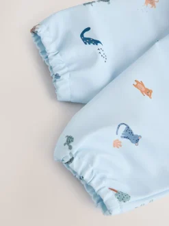 Bleu dinosaure motif jungle - Bavoir à manches de sevrage et d’alimentation