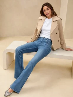 Bleu délavage moyen - Jean évasé taille moyenne