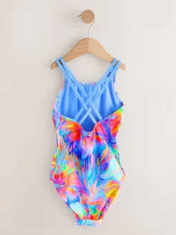 Bleu effet tourbillon - Maillot de bain à double bretelle (3-16yrs)