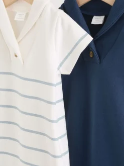 Bleu et Blanc rayées - Barboteuse en jersey pour bébé 2 Pack
