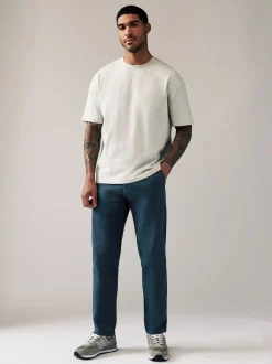Bleu foncé - Ajustement droit - Pantalon chino stretch
