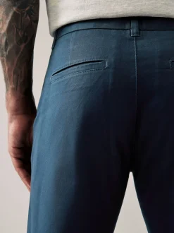 Bleu foncé - Ajustement droit - Pantalon chino stretch