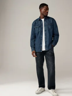 bleu foncé - Denim Western 100% Cotton Manches longues Chemises
