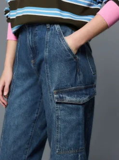 bleu foncé - Jean charpentier droit cheville