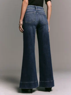 bleu foncé - Jean extensible Ample taille haute
