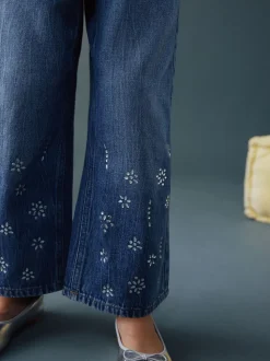 bleu foncé - Jean large avec ornements thermiques (3-16ans)