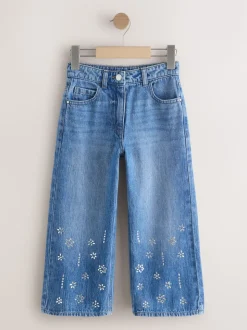 bleu foncé - Jean large avec ornements thermiques (3-16ans)