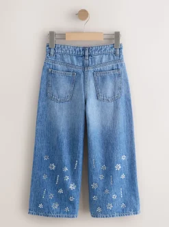 bleu foncé - Jean large avec ornements thermiques (3-16ans)