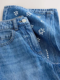 bleu foncé - Jean large avec ornements thermiques (3-16ans)
