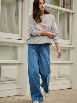 bleu foncé - Jeans larges utilitaires à taille haute