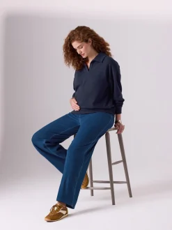 bleu foncé - Leggings de grossesse amples en denim