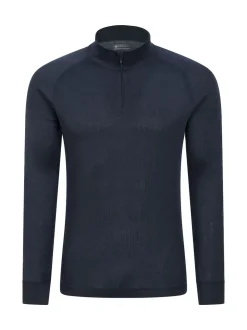 bleu foncé - Mountain Warehouse Mens Talus Quarter Zip Thermal Top